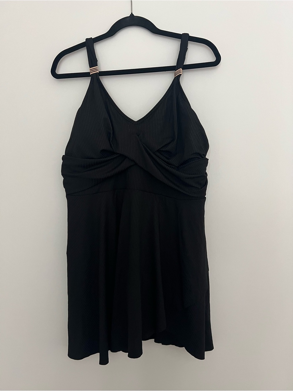 Amazon Black One-Piece Twist-Front Swimdress